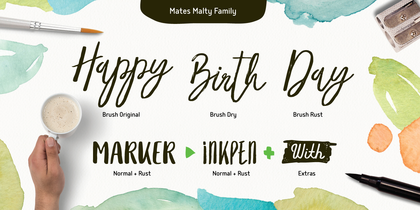 Пример шрифта Mates Malty Brush